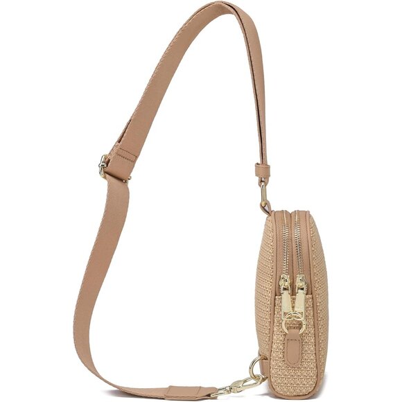 Straw Crossbody Bag Women's Small Sling Bag Travel Purse RFID Blocking - Picture 8 of 8